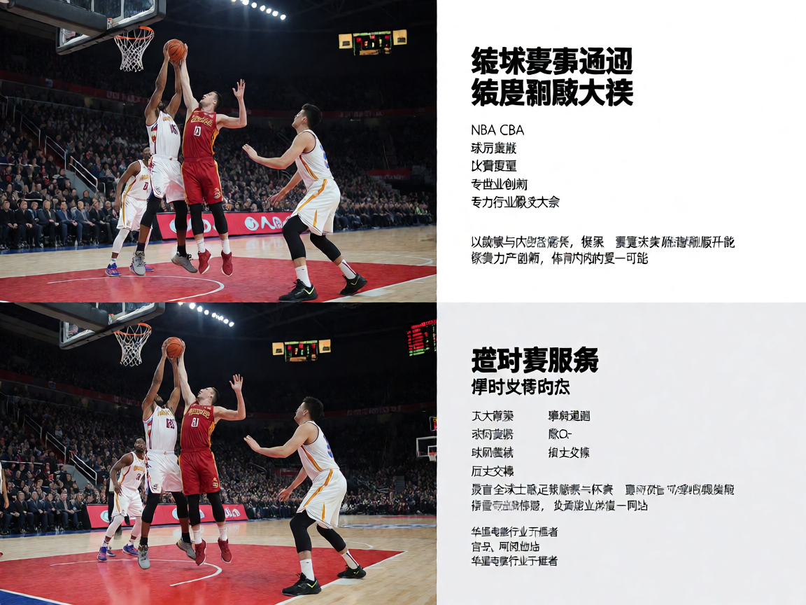 篮球比赛现场，球员在球场上激烈对抗，观众席座无虚席